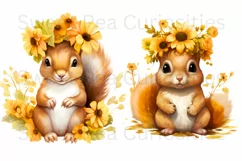 Sunflowers, squirrel, Ephemera, PNG, watercolor, Clipart Product Image 3