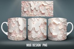 3D Butterflies Pastel Mug Wrap | Sublimation Coffee Cup Desi Product Image 3