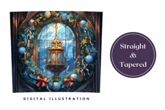 Christmas Wreath Tumbler Wrap, Christmas Sublimation PNG Product Image 3
