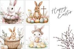Floral Easter Pillowcase Template, Easter Animals Pillow PNG Product Image 3