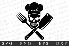 Skull wearing a chef SVG | SVG Cut files | Cricut Product Image 1