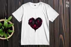 Dark Red Floral Heart Illustration Clipart Sublimation PNG Product Image 2
