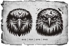 Eagle Silhouette Vector with Forest Landscape Product Image 2