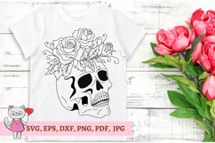 Skull with Roses Svg, Layered Svg, Sugar Skull Svg Product Image 5