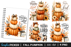 Give Thanks to the Lord PNG, fall Pumpkin PNG, Pumpkin Spice Product Image 1