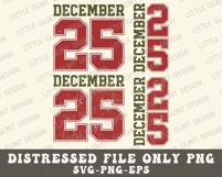 Christmas SVG PNG | Distressed December 25 Png | Varsity Product Image 5