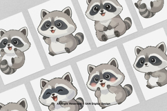 15 Bundle Watercolor Raccoon Cute Baby Animal Forest Wild Product Image 3