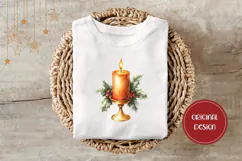 Cartoon Christmas Candle Illustration, Gold Christmas PNG Product Image 3