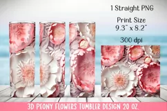 3d Peony flowers Tumbler Design 20 oz. PNG. Product Image 4
