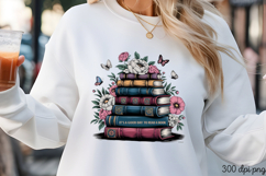 Stack of books with flowers PNG, Book Lover Sublimation PNG Product Image 3