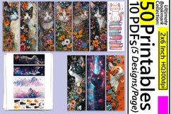 50x Cat Sublimation Bookmark Bundle PNG, Kitty, Cat Lover Product Image 5