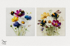 Bumblebees on flowers digital paper, background clipart Product Image 3