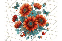 Sunflower and Butterfly PNG Clipart, Bright Jewel Tones Png Product Image 3