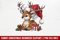 Funny Christmas Reindeer Clipart Bundle PNG Product Image 4
