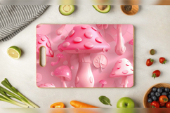 Pink 3D Mushrooms Cutting Boards sublimation Designs Product Image 3