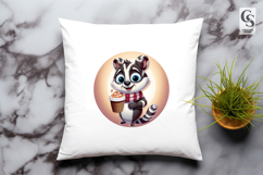 Cozy Raccoon With Coffee Clipart Sublimation PNG Product Image 3