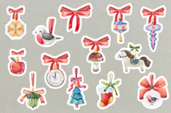 Vintage Watercolor Christmas Clipart & Seamless Patterns Product Image 2
