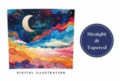 Moon Tumbler Wrap Design, Colorful Sky Tumbler Template Product Image 3
