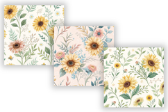 Sunflower Seamless Pattern Bundle, Shabby Chic Floral Product Image 3