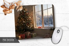 Serene Christmas Morning with Snowy Window Mouse Pad PNG Product Image 1