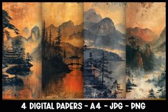 4 Chinese Landscape Digital Papers I Junk Journal Product Image 1