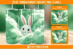 Cute Rabbit Seemless Tumbler Wrap Designs, Sublimation Wrap Product Image 1