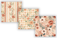 Peach Toile Digital Paper Pack, Vintage Floral Toile Product Image 5