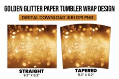 Golden Glitter Paper Tumbler Wrap Design Product Image 3