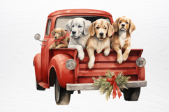 Vintage Red Truck With Many Clipart Product Image 3