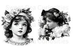 Girls, Black and White, Ephemera, PNG, Clipart Product Image 3