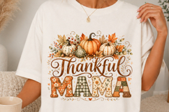 Thankful Mama Pumpkin Autumn Floral Thanksgiving SVG Product Image 3