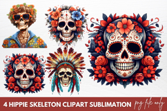 Hippie Skeleton Clipart Sublimation Clipart Product Image 1