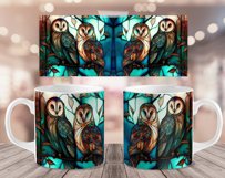 Stained Glass Owls Mug Sublimation Wrap 11 oz Product Image 3