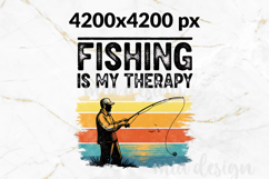 Fishing Is My Therapy PNG Vintage Sunset Fisher Sublimation Product Image 2