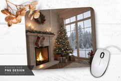 Classic Holiday Home Fireplace Tree Mouse Pad PNG Design Product Image 1