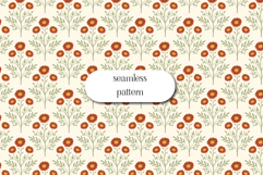 Minimal Red Floral Seamless Pattern Botanical Repeat Design Product Image 1