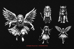 10 Bundle Dark Art Devil Girl Kids Demon Woman Face Hell Product Image 5