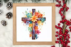 Christmas Cross Watercolor Clipart, Jesus Christ Clipart Product Image 3