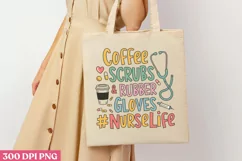 Coffee scrubs & rubber gloves PNG, Nurse Sublimation PNG Product Image 3
