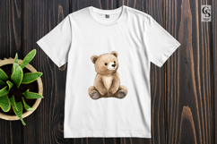 Cute Beige Teddy Bear Watercolor Clipart Sublimation PNG Product Image 3