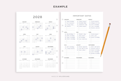2028 Calendar and Important Dates Page, Printable &amp; Fillable Product Image 3