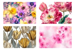 Tulips Cosmetic Bag, Cute Flowers Cosmetic Bag Print Product Image 3