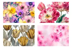 Tulips Cosmetic Bag, Cute Flowers Cosmetic Bag Print Product Image 3