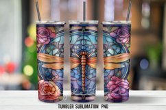 Stained Glass Dragonflies Tumbler Wrap Sublimation PNG Product Image 3