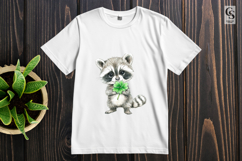 Cute Raccoon Four Leaf Clover Clipart Sublimation PNG Product Image 3