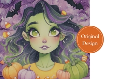 Art Halloween Witch Tumbler, Cartoon Halloween Witch PNG Product Image 3