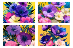 Purple Flowers Cosmetic Bag, Floral Cosmetic Bag Print Product Image 3