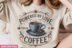 Powered by love fueled by coffee PNG, Retro Funny Coffee Sub Product Image 3