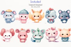 Cute Cartoon Character Watercolor 45 Cliparts Collection Product Image 3