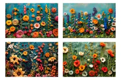 Knitted Flowers Cosmetic Bag Designs, Floral Cosmetic Bag Product Image 3